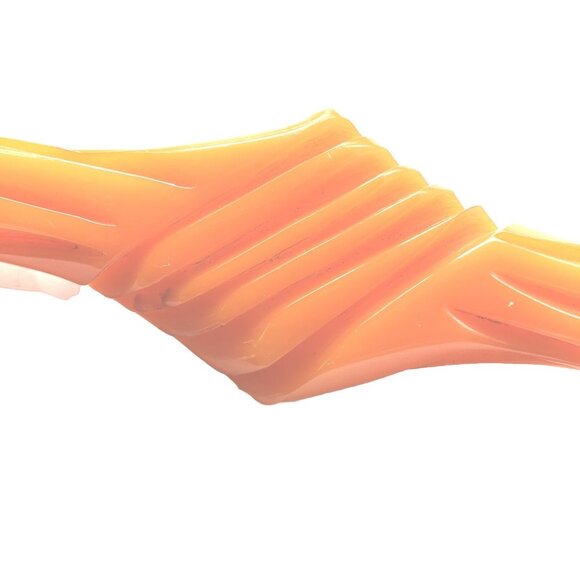 Vintage Carved Bakelite Bar Brooch Orange Butterscotch Art Deco 1920s 1930s